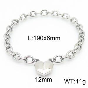 Stainless Steel Heart Chain Bracelets Women Silver Color - KB166905-Z