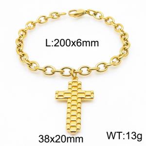 Stainless Steel Cross Bracelets Women Gold Color - KB166919-Z