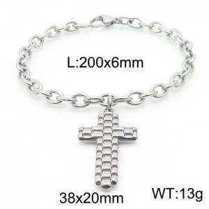 Stainless Steel Cross Bracelets Women Silver Color - KB166920-Z