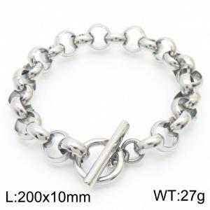 Japanese and Korean 10mm stainless steel O-shaped chain men's OT buckle bracelet - KB167004-Z