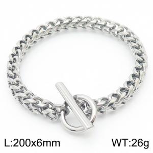 Stainless steel keel chain OT buckle neutral steel color bracelet - KB167016-Z
