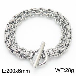Stainless steel double chain OT buckle neutral Japanese and Korean steel color bracelet - KB167021-Z