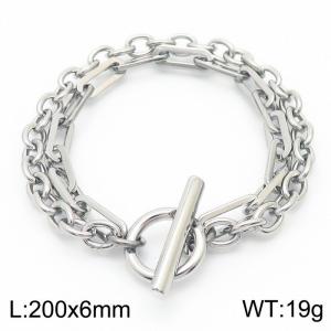 Stainless steel double chain OT buckle neutral Japanese and Korean steel color bracelet - KB167023-Z