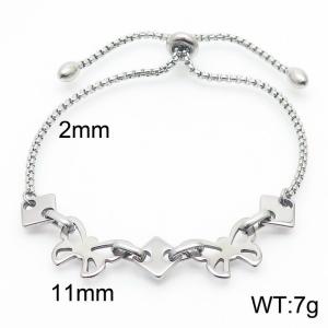 Stainless steel cutting and polishing butterfly women's steel color simple pull-out bracelet - KB167028-Z