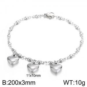 Stainless steel 200x3mm mixed chain lobster clasp hearts charm classic silver bracelet - KB167182-Z