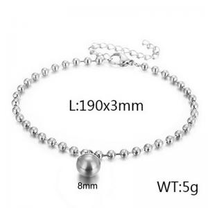 3mm Beads Chain Bracelet Women Stainless Steel 304 With Big Bead Charm Silver Color - KB167257-Z