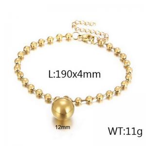 4mm Beads Chain Bracelet Women Stainless Steel 304 With Big Bead Charm Gold Color - KB167261-Z
