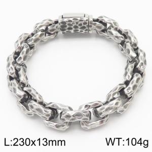 230mm Worn Effect Men Stainless Steel Bracelet with Rugged Surface - KB167700-KJX