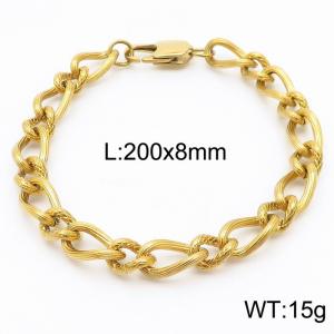 200×8mm Gold Color Stainless Steel Link Chain Charm Bracelets For Women Men - KB167722-Z