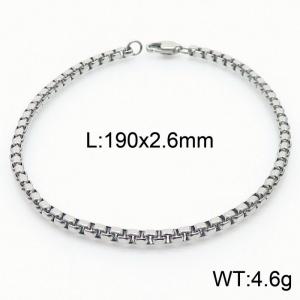 2.6mm Round Pearl Chain Bracelet Men Women Stainless Steel 304 Silver Color - KB167731-Z