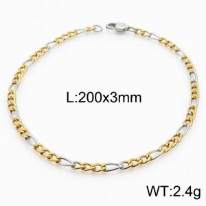 Stainless steel 200x3mm3：1 mixed color chain special buckle simple and fashionable bracelet - KB167740-Z