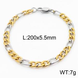 Stainless steel 200x5.5mm3：1 mixed color chain special buckle simple and fashionable bracelet - KB167744-Z