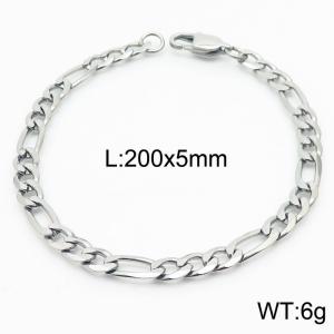 Stainless steel 200x5mm 3：1 chain special buckle simple and fashionable silver bracelet - KB167746-Z