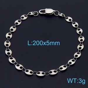 200×5mm Silver Color Stainless Steel Wafer Chain Stylish Bracelets For Women Men - KB167761-Z