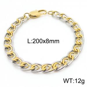 8mm fashionable stainless steel paper clip chain mixed color bracelet - KB167767-Z