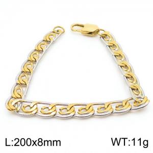 8mm fashionable stainless steel edge pressing paper clip chain mixed color bracelet - KB167769-Z