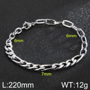 Simple polished cross stainless steel chain bracelet - KB168044-Z