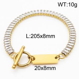 Gold Color 6mm CZ Chian ID Bracelet with OT Clap - KB168138-Z