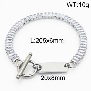 Silver Color 6mm CZ Chian ID Bracelet with OT Clap - KB168139-Z