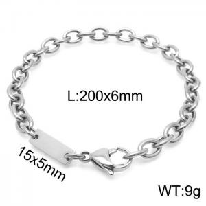 Silver Color 6mm Cable Chain ID Bracelet - KB168150-Z