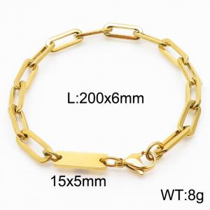Stainless steel 200x6mm link chain lobster clasp classic do it yourself own gold bracelet - KB168175-Z