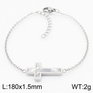 Cross Shell Collar Chain Titanium Steel Gold Bracelet - KB168350-KFC