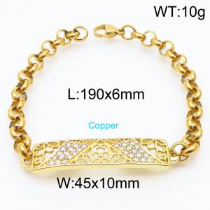 Fashion cross-border new products stainless steel pearl chain with diamond curved brand men's bracelet - KB168400-Z