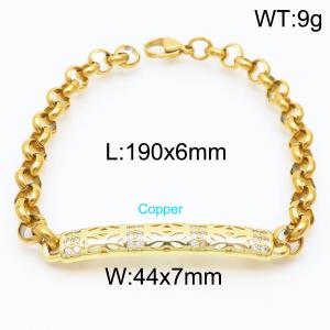 Fashion cross-border new products stainless steel pearl chain with diamond curved brand men's bracelet - KB168409-Z