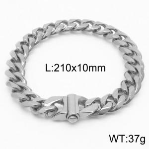 10mm Stainless Steel six-sided Ground Cuban Chain Bracelet - KB168650-Z