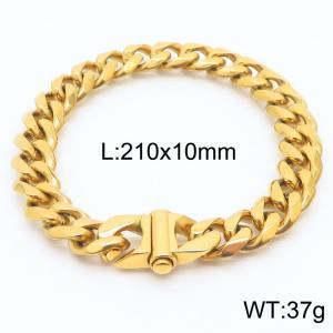 10mm Stainless Steel six-sided Ground Cuban Chain Bracelet - KB168651-Z