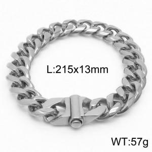 13mm Stainless Steel Round Edge Cuban Chain Bracelet - KB168655-Z
