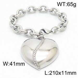 Stainless steel O chain large peach heart bracelet women's style - KB168769-ZC