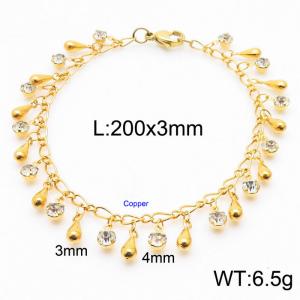 Fashion Light luxury Stainless Steel zircon tassel adjustable women's bracelet - KB168771-Z