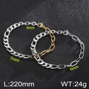 Simple polished cross stainless steel chain bracelet - KB168999-Z