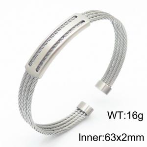 Stainless Steel 4 Layer Cable Silver Color Cuff Bracelets - KB169018-KLHQ