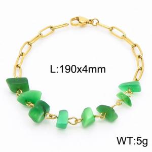 Vintage Titanium Steel Emerald 190x4mm Gold Bracelet - KB169052-Z