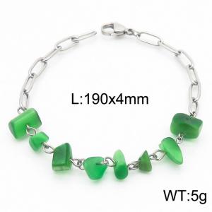 Vintage Titanium Steel Emerald 190x4mm Steel Color Bracelet - KB169053-Z