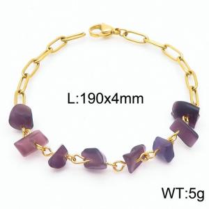 Vintage Titanium Steel Purple Gem 190x4mm Gold Bracelet - KB169056-Z