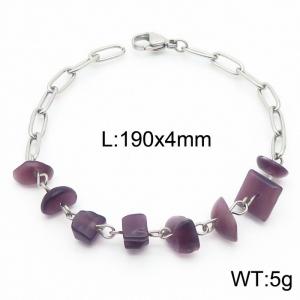 Vintage Titanium Steel Purple Sapphire 190x4mm Steel Color Bracelet - KB169057-Z