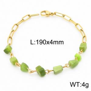 Vintage Titanium Steel Olive Emerald 190x4mm Gold Bracelet - KB169058-Z