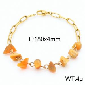 Simple titanium steel topaz 180x4mm gold bracelet - KB169060-Z
