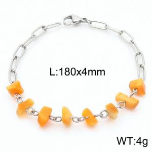 Simple titanium steel yellow gemstone 180x4mm steel color bracelet - KB169061-Z