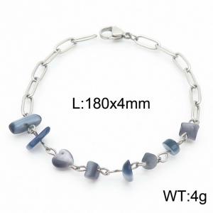 Simple titanium steel Navy blue gem 180x4mm steel bracelet - KB169063-Z