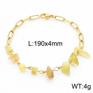 Simple titanium steel yellow gemstone 4mm gold bracelet - KB169064-Z