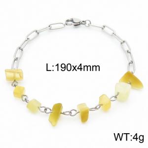 Simple titanium steel yellow gemstone 4mm steel color bracelet - KB169065-Z