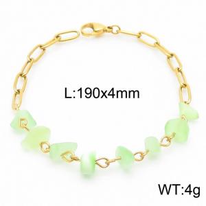 Simple Titanium Steel Jade Emerald 4mm Gold Bracelet - KB169068-Z