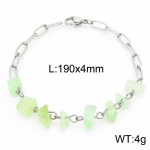 Versatile Titanium Steel Jade Emerald 4mm Steel Color Bracelet - KB169069-Z