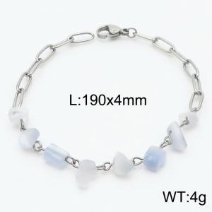 Versatile titanium steel white gemstone 4mm steel color bracelet - KB169075-Z