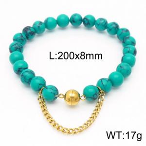 Cross border fashion 200x8mm bracelet paired with gold bead titanium steel bracelet - KB169082-Z