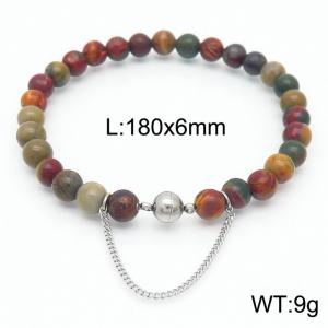 Cross border colorful 180x6mm bracelet paired with steel bead titanium steel bracelet - KB169084-Z